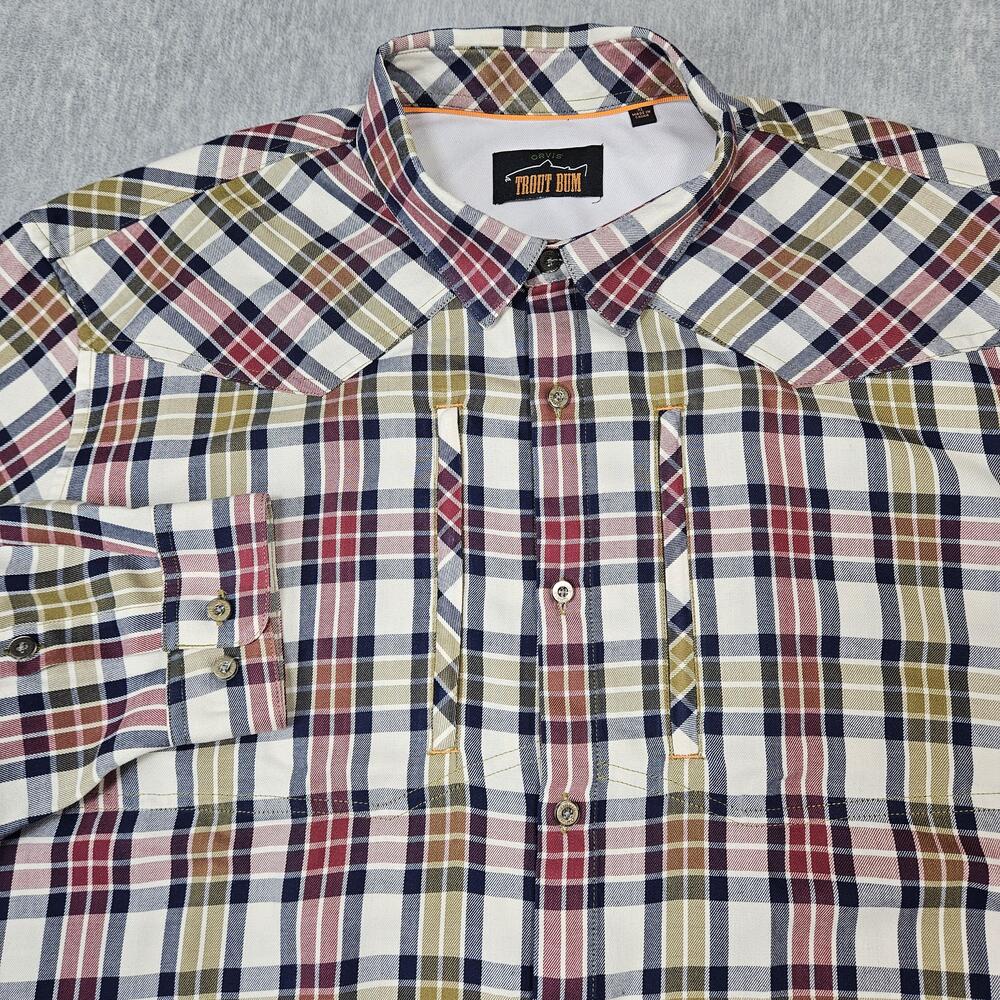 Orvis Trout Bum Shirt Mens XL Plaid Flannel Vented Performance Fishing